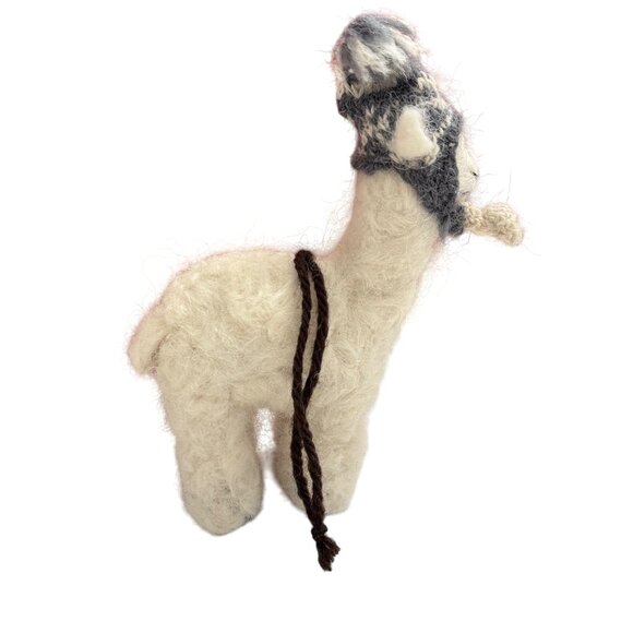 Handmade Alpaca Wool Ornaments Set With Knit Hat & Scarf - Picture 8 of 15